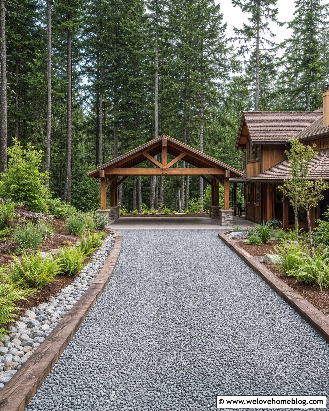 Gravel Sloped Driveway With Timber Carport - 20 carport sloped driveway ideas
