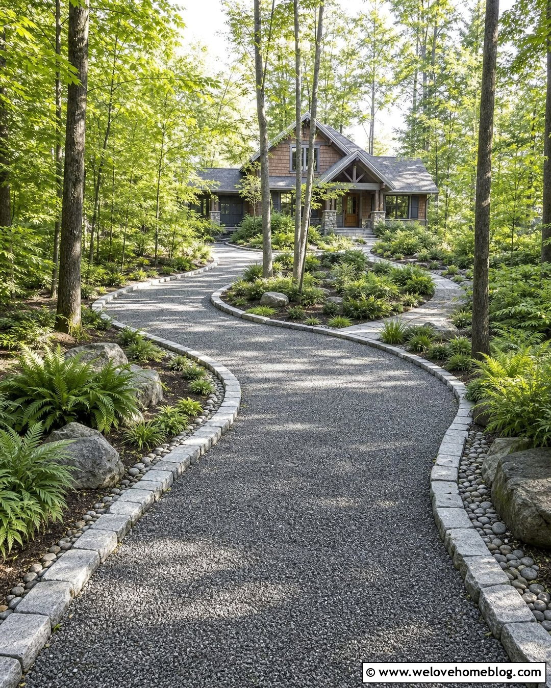 Gravel Spiral Driveway Through Trees