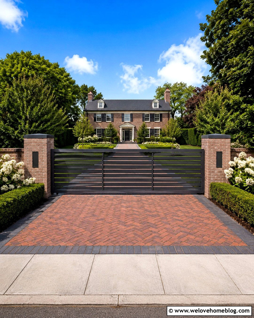 Gray Automatic Gate With Brick Pillars - 20 modern gray automatic driveway gate ideas