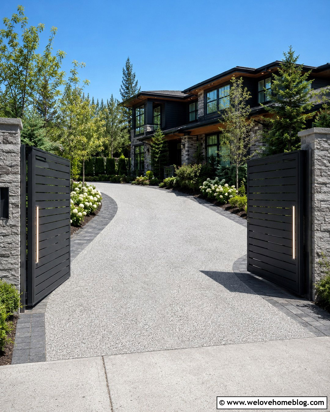 Gray Automatic Gate With Integrated Lighting - 20 gray automatic driveway gate ideas