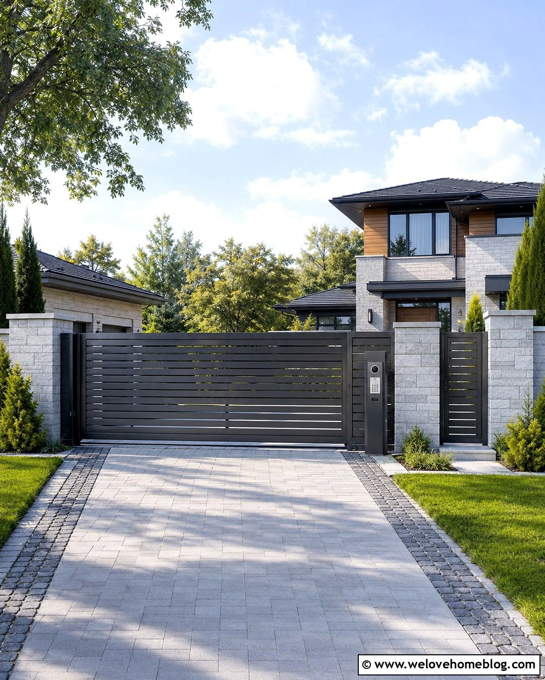 Gray Automatic Gate With Smart Intercom - 20 gray automatic driveway gate ideas