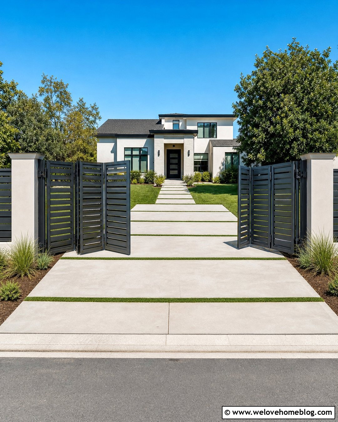 Gray Bi Fold Automatic Driveway Gate - 20 modern gray automatic driveway gate ideas