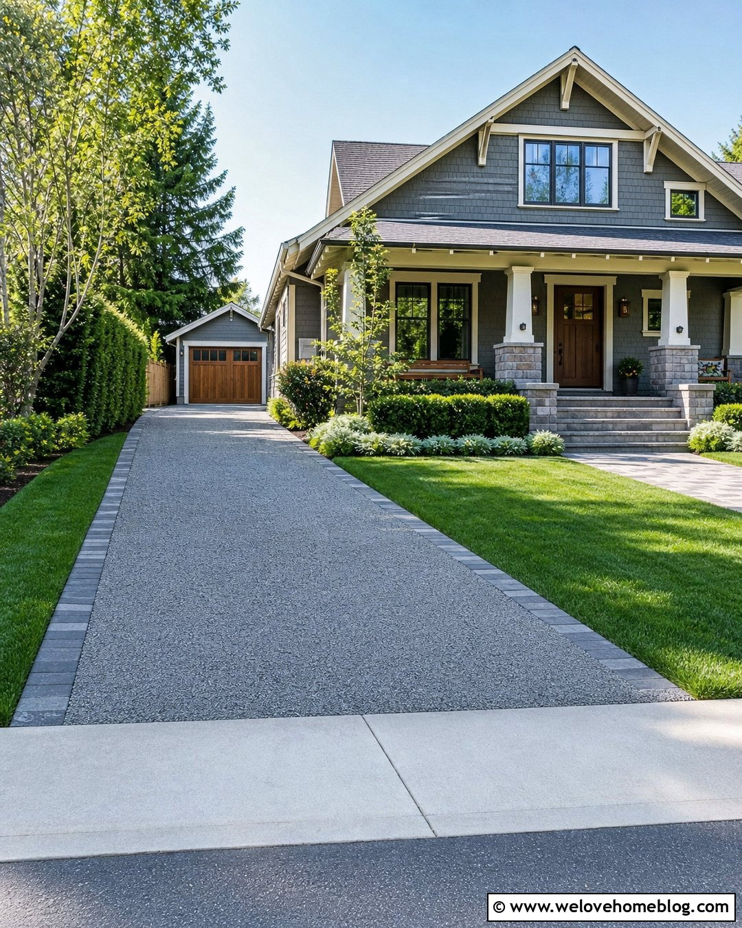 Gray Crushed Stone Driveway With Cobblestone Edging - 25 Crushed Stone Driveway Ideas