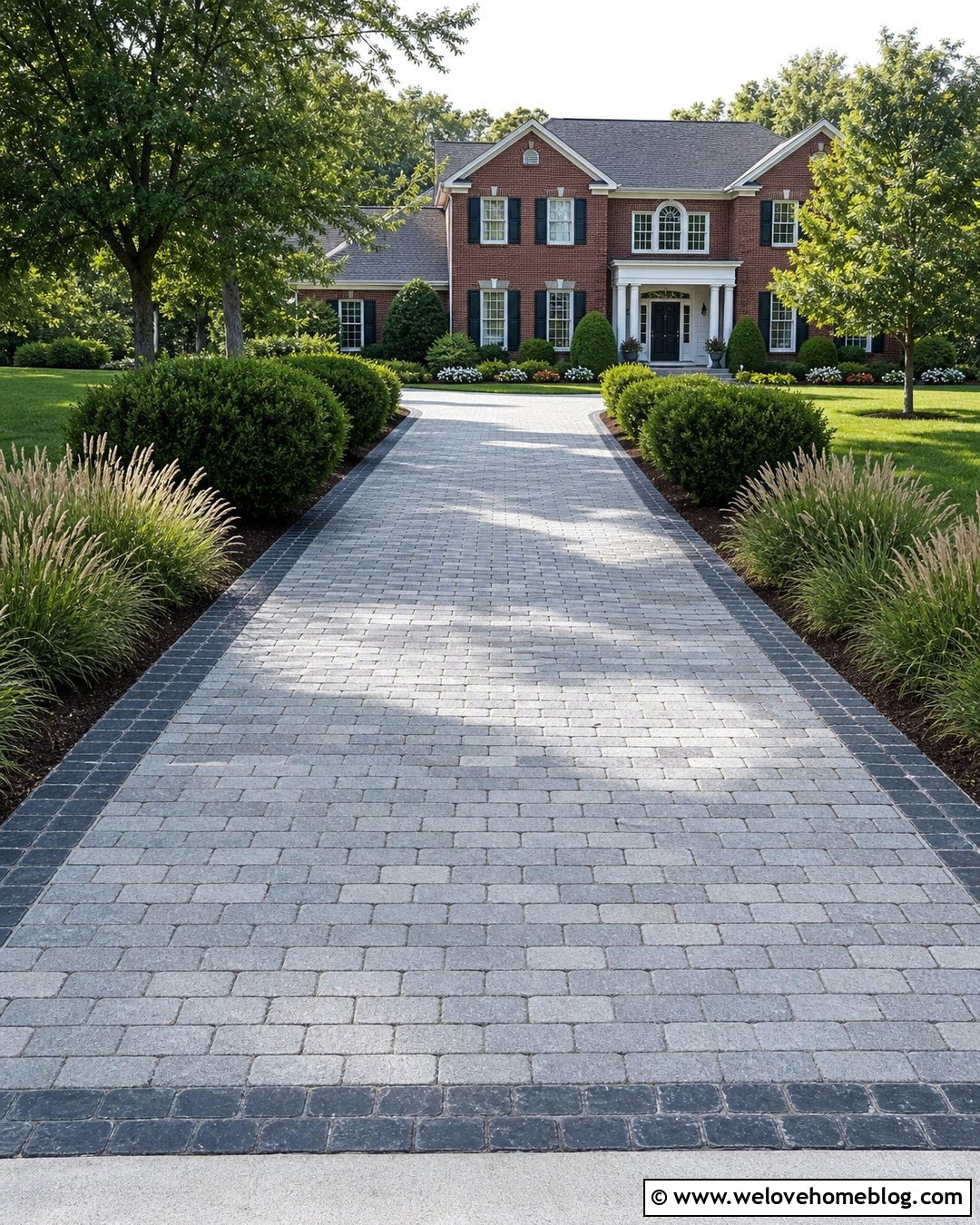 Gray Granite Cobbled Driveway - 35 Cobbled Driveway Ideas