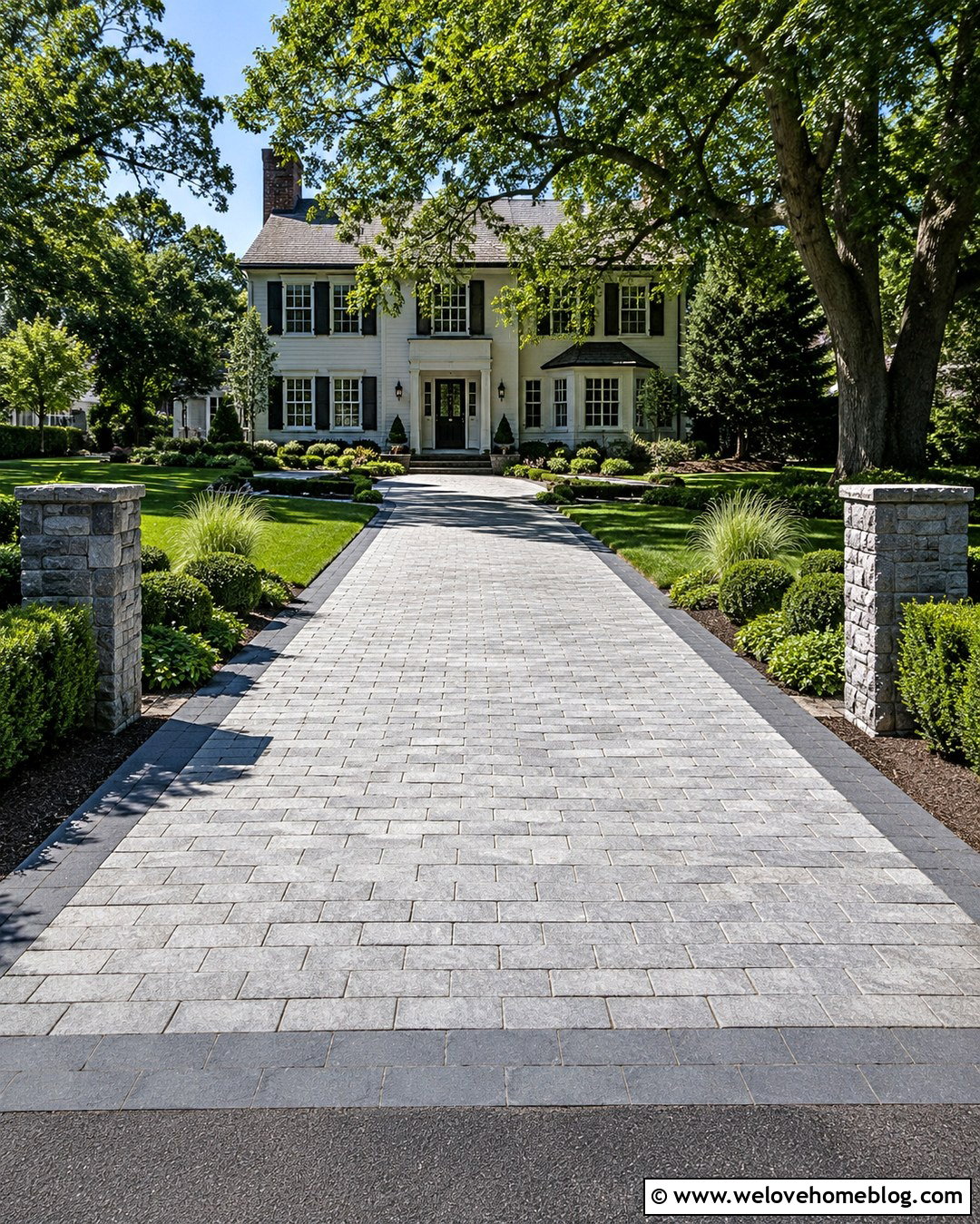 Gray Granite Stone Paver Driveway - 20 stone paver driveway ideas