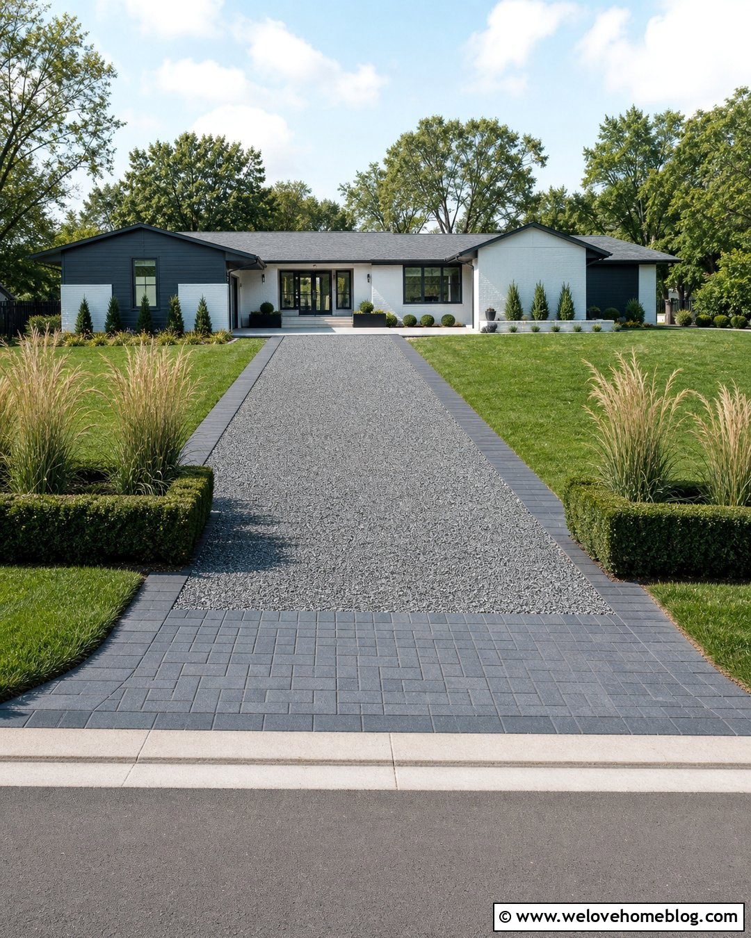 Gray Gravel Driveway With Charcoal Block Paving Border - 20 Gravel And Block Paving Driveway Ideas