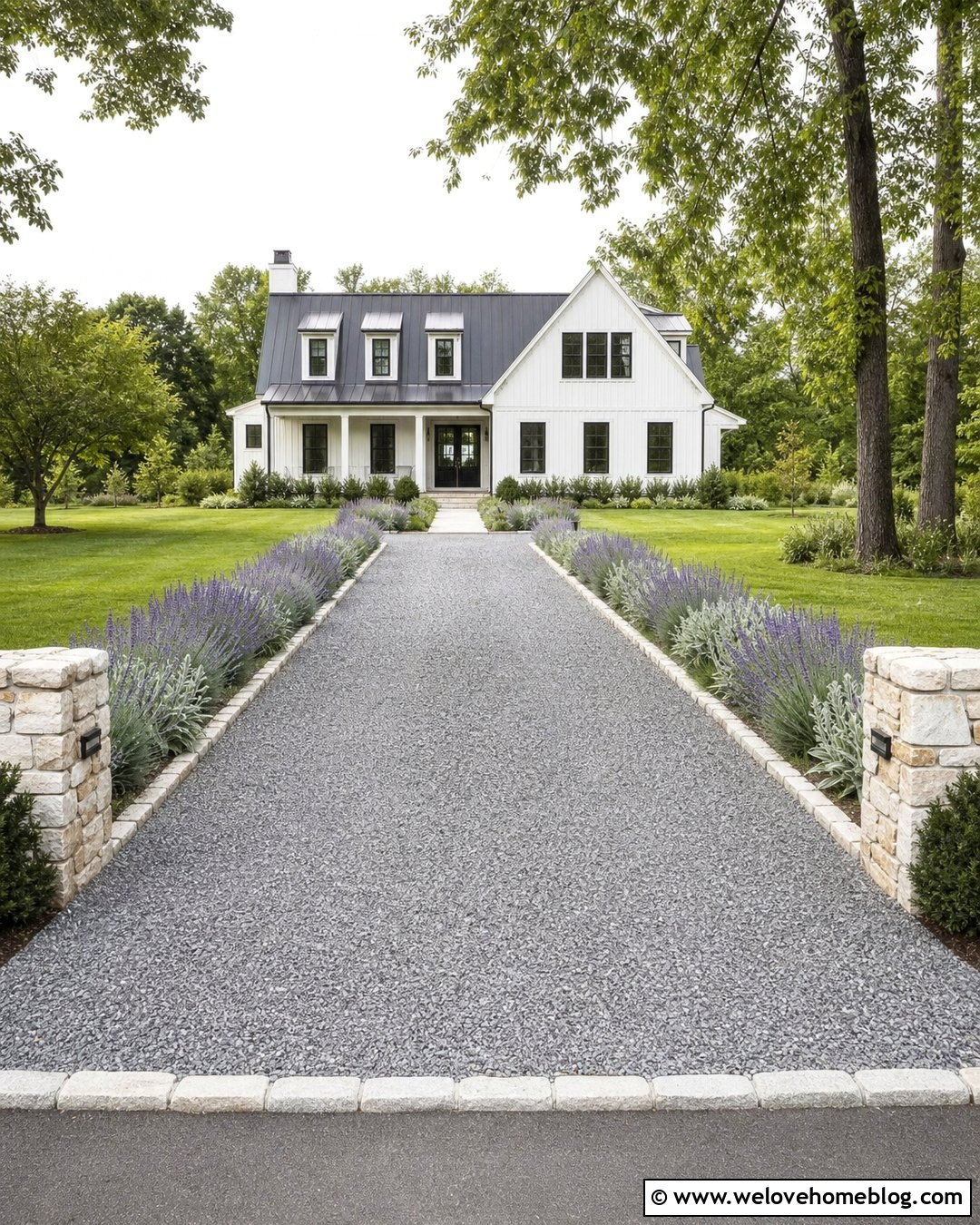 Gray Gravel Driveway With Lavender Borders - 35 gravel driveway landscaping ideas