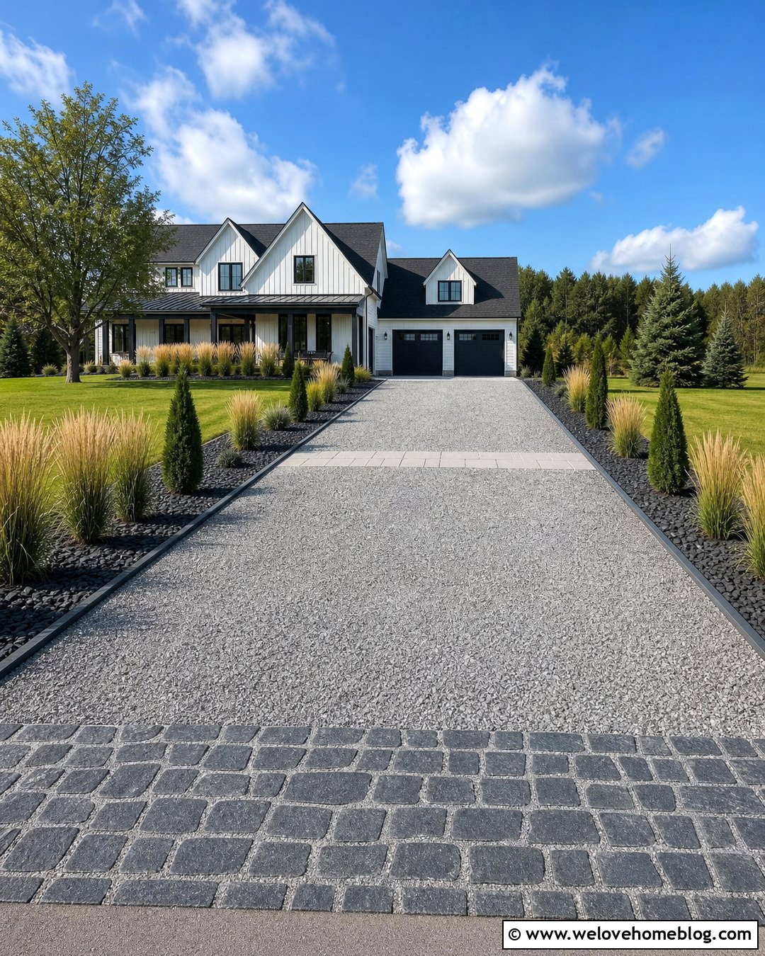 Gray Gravel Driveway With Metal Edging - 45 modern driveway ideas