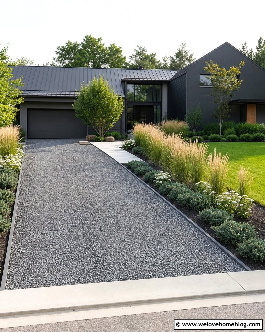 Gray Gravel Driveway With Steel Edging - 20 Gravel Vs Concrete Driveway Ideas