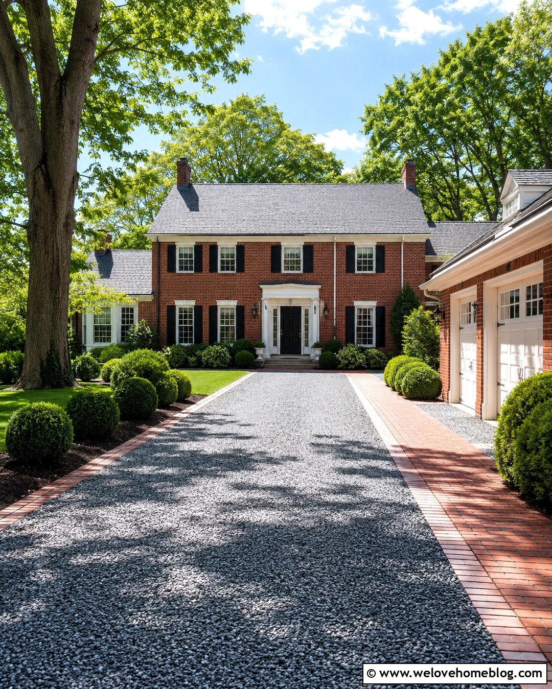Gray Gravel Geogrid Driveway With Brick Borders - 20 Geogrid Driveway Ideas