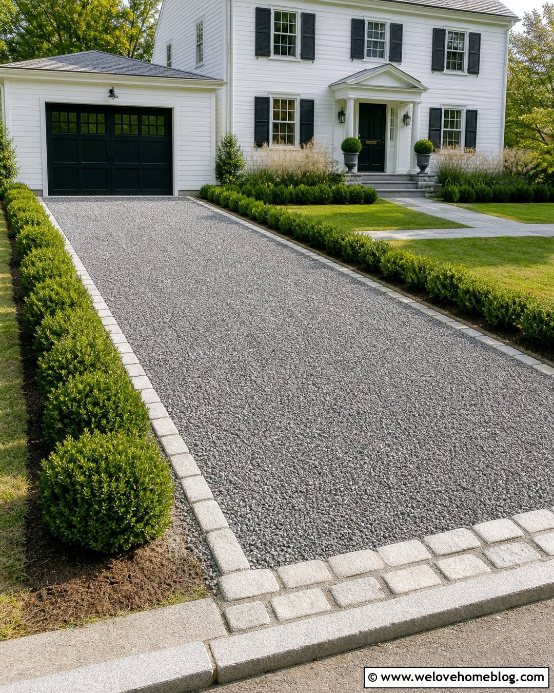 Gray Gravel Grid Driveway With Belgian Block Edging - 25 Gravel Grid Driveway Ideas