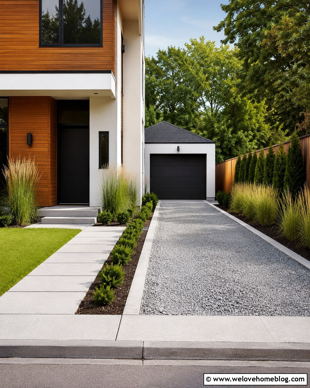 Gray Gravel Side Driveway With Concrete Borders - 20 Gravel Side Driveway Ideas
