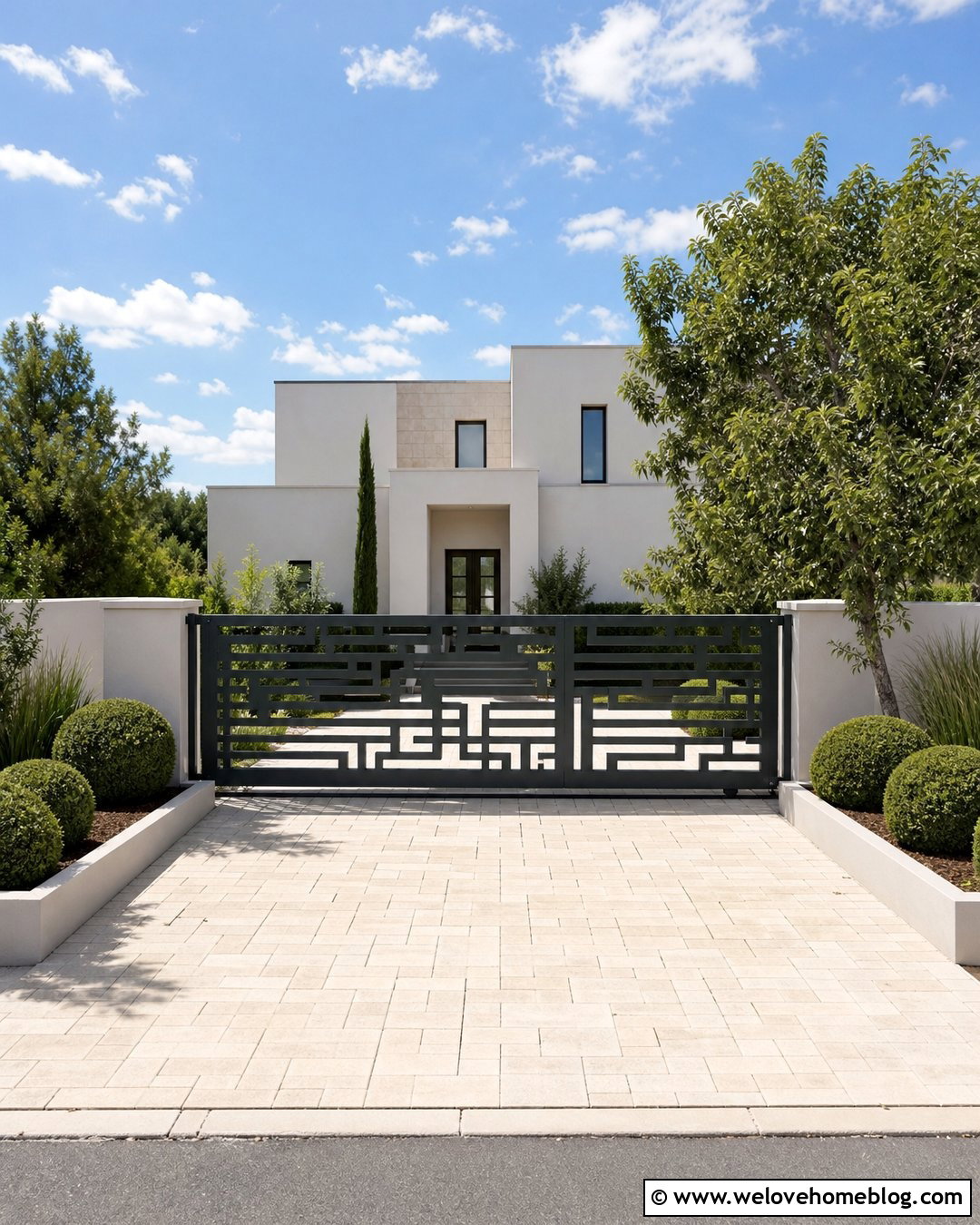 Gray Laser Cut Automatic Driveway Gate - 20 modern gray automatic driveway gate ideas