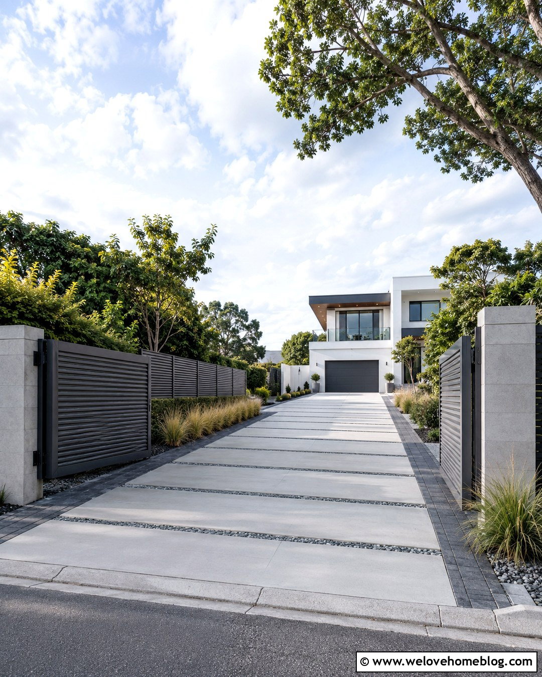 Gray Louvered Automatic Gate - 20 gray automatic driveway gate ideas