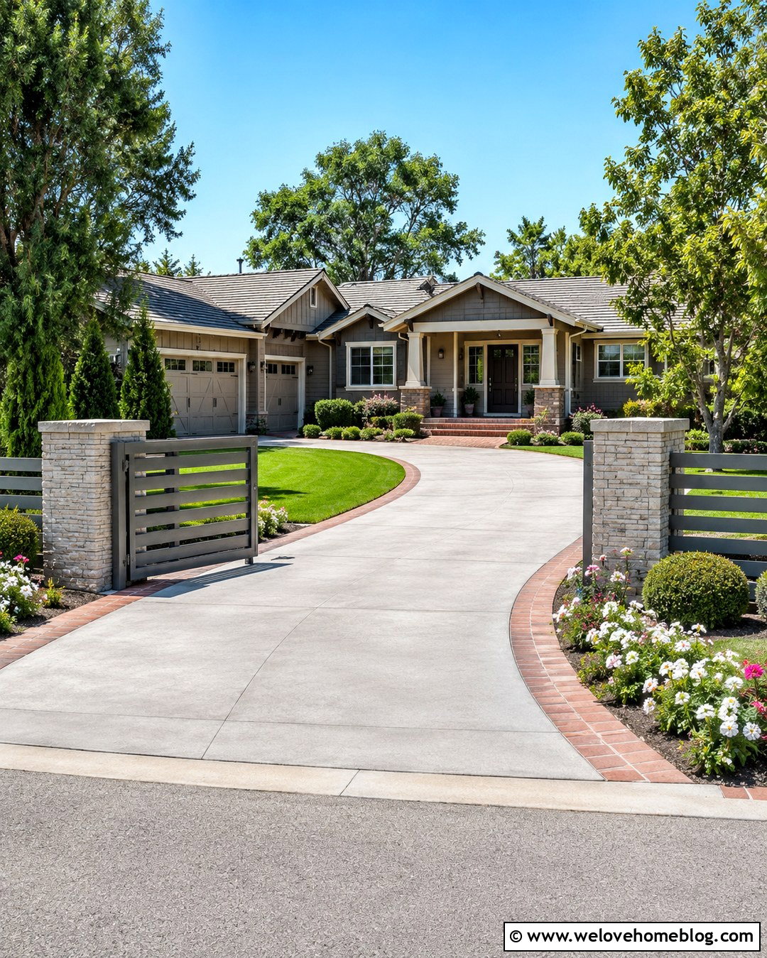 Gray Low Profile Automatic Driveway Gate - 20 modern gray automatic driveway gate ideas