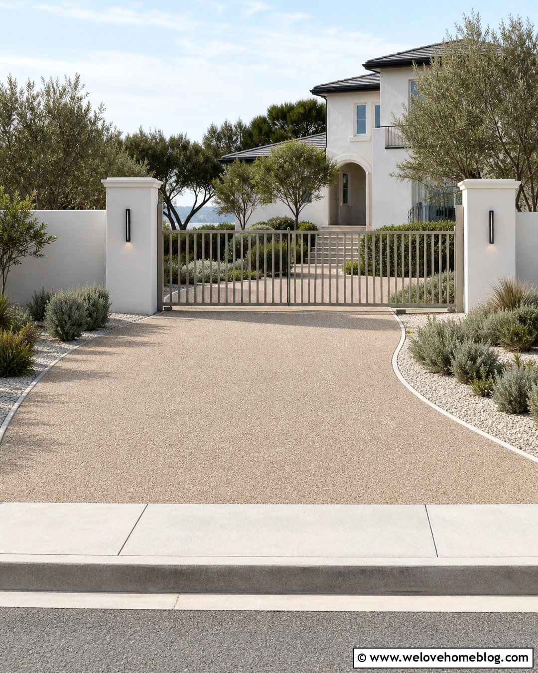 Gray Metal Driveway Gate With Lighting - 25 simple driveway gate ideas