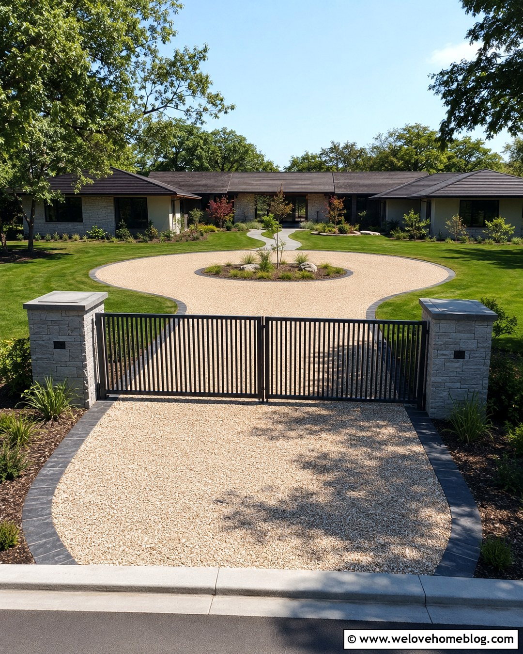 Gray Open Slat Automatic Driveway Gate - 20 modern gray automatic driveway gate ideas