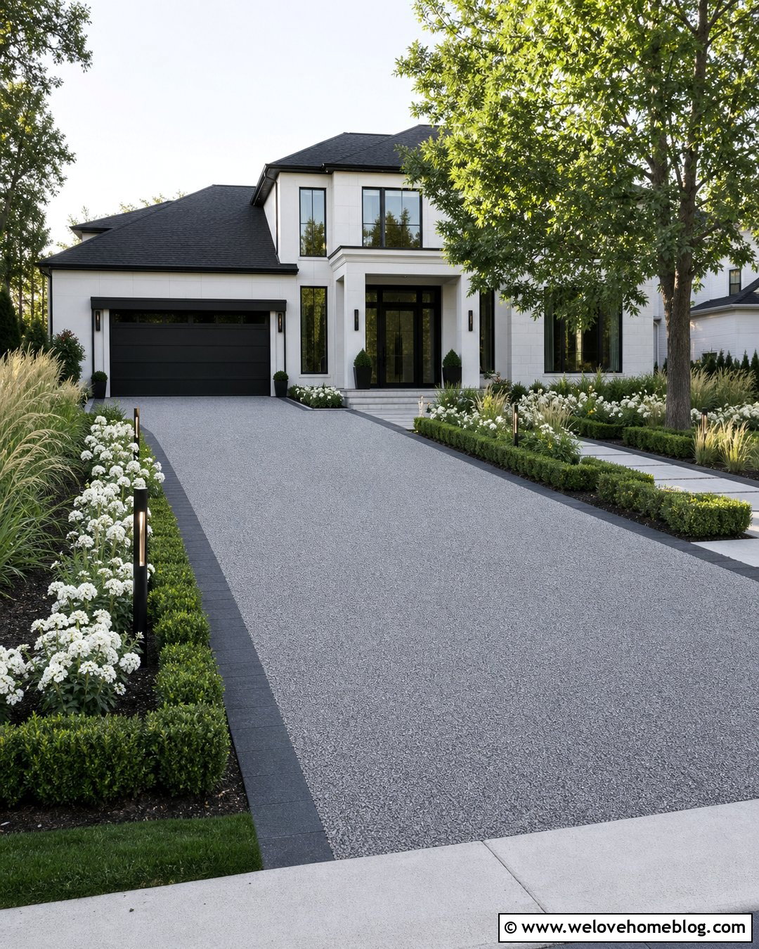 Gray Resin Bound Driveway With Charcoal Border - 30 Resin Bound Driveways Ideas