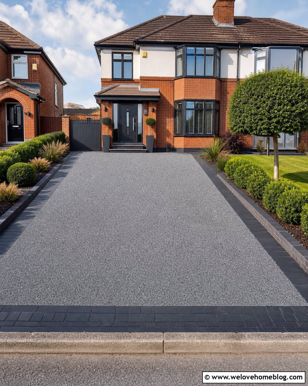 Gray Resin Driveway With Charcoal Border