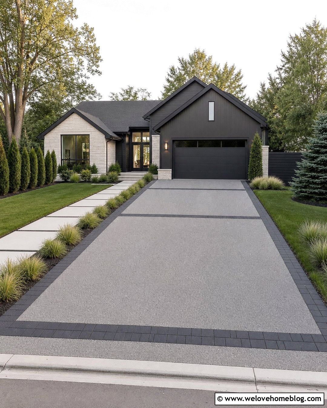 Gray Self Binding Gravel Driveway With Paver Bands - 20 self binding gravel driveways ideas