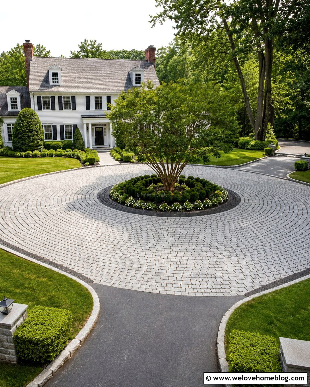 Gray Stone Circular Driveway With Radial Pattern - 20 gray stone driveway pattern ideas