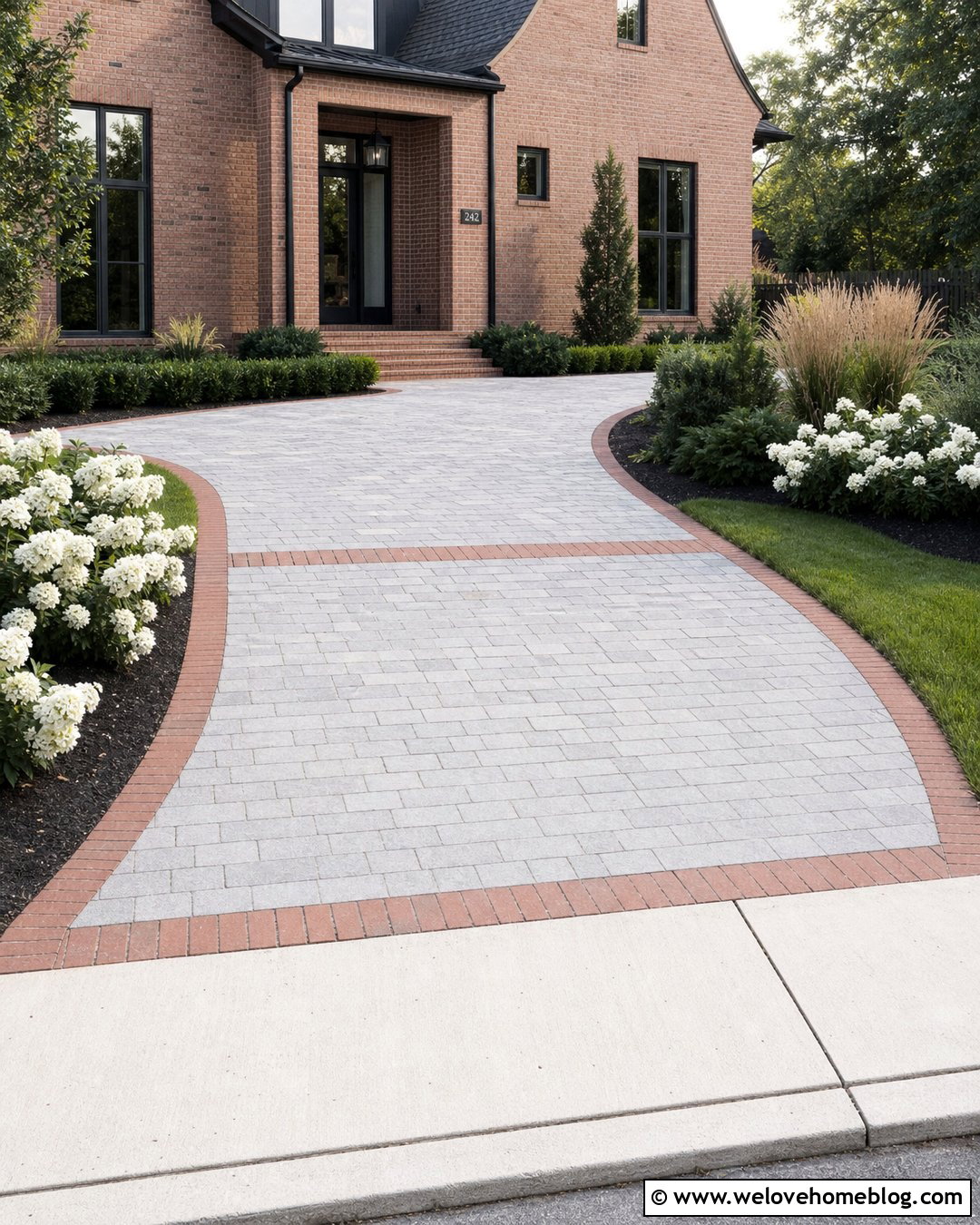 Gray Stone Driveway With Brick Border - 20 Modern Gray Stone Driveway Ideas