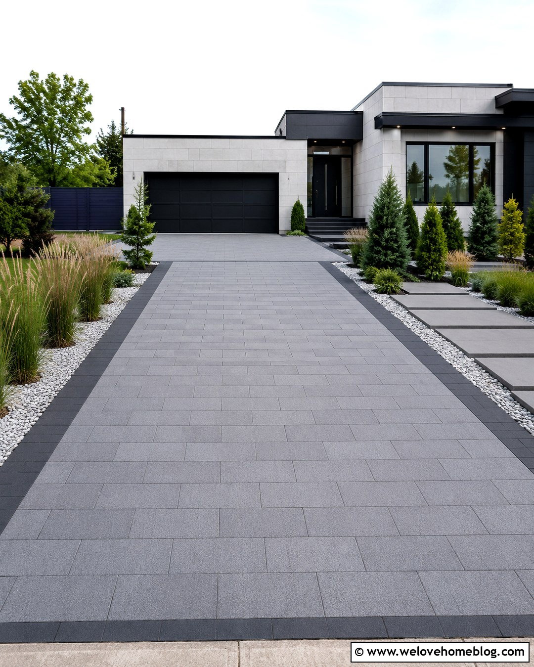 20 Gray Stone Driveway Pattern Ideas for Timeless Curb Appeal