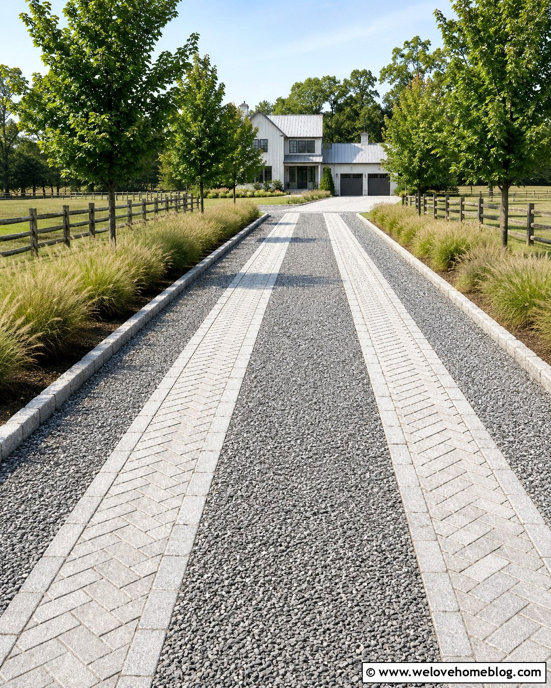 Gray Stone Wheel Track Driveway With Gravel Center - 20 gray stone driveway pattern ideas