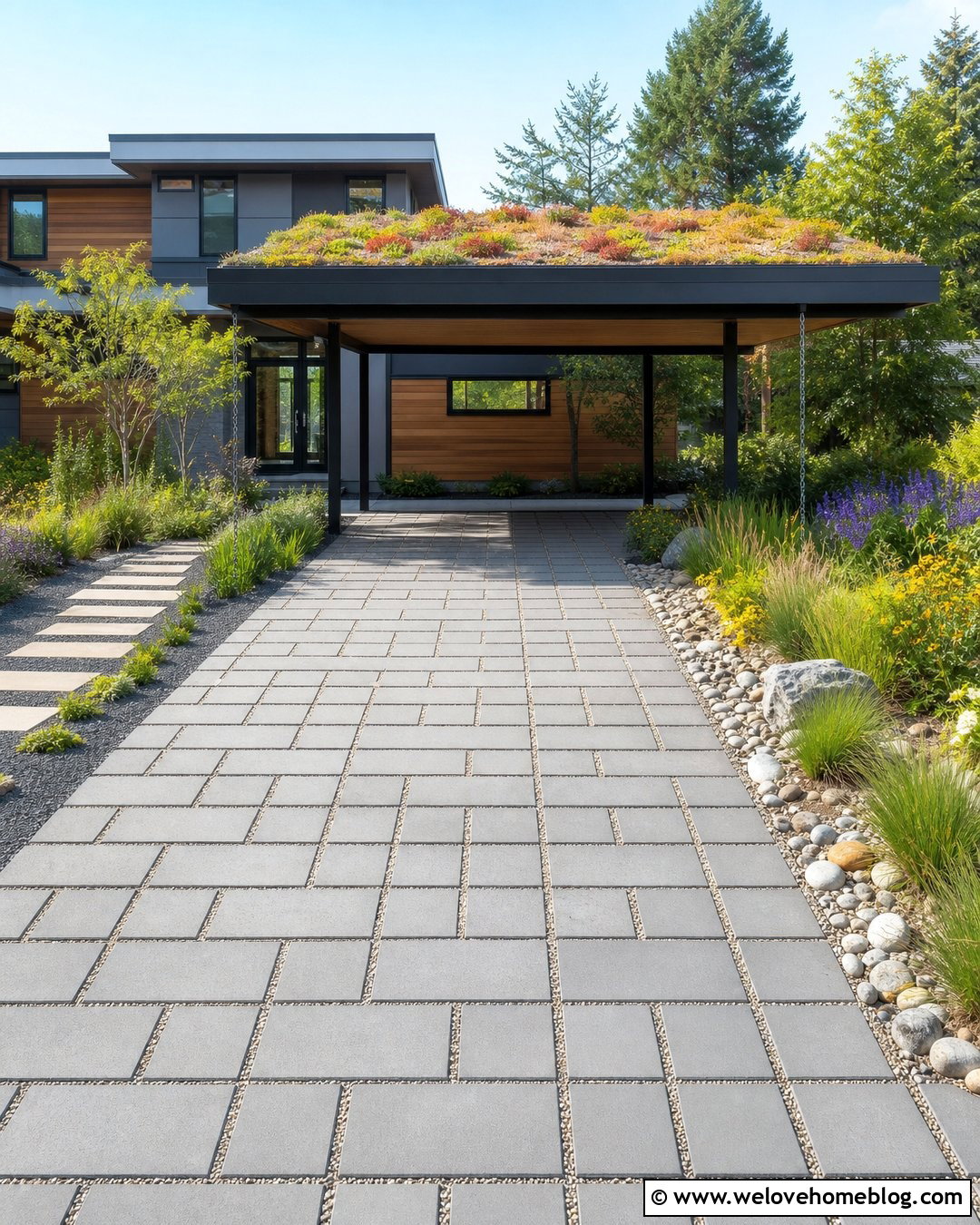 Green Roof Driveway Carport - 20 Driveway Sun Shade Ideas