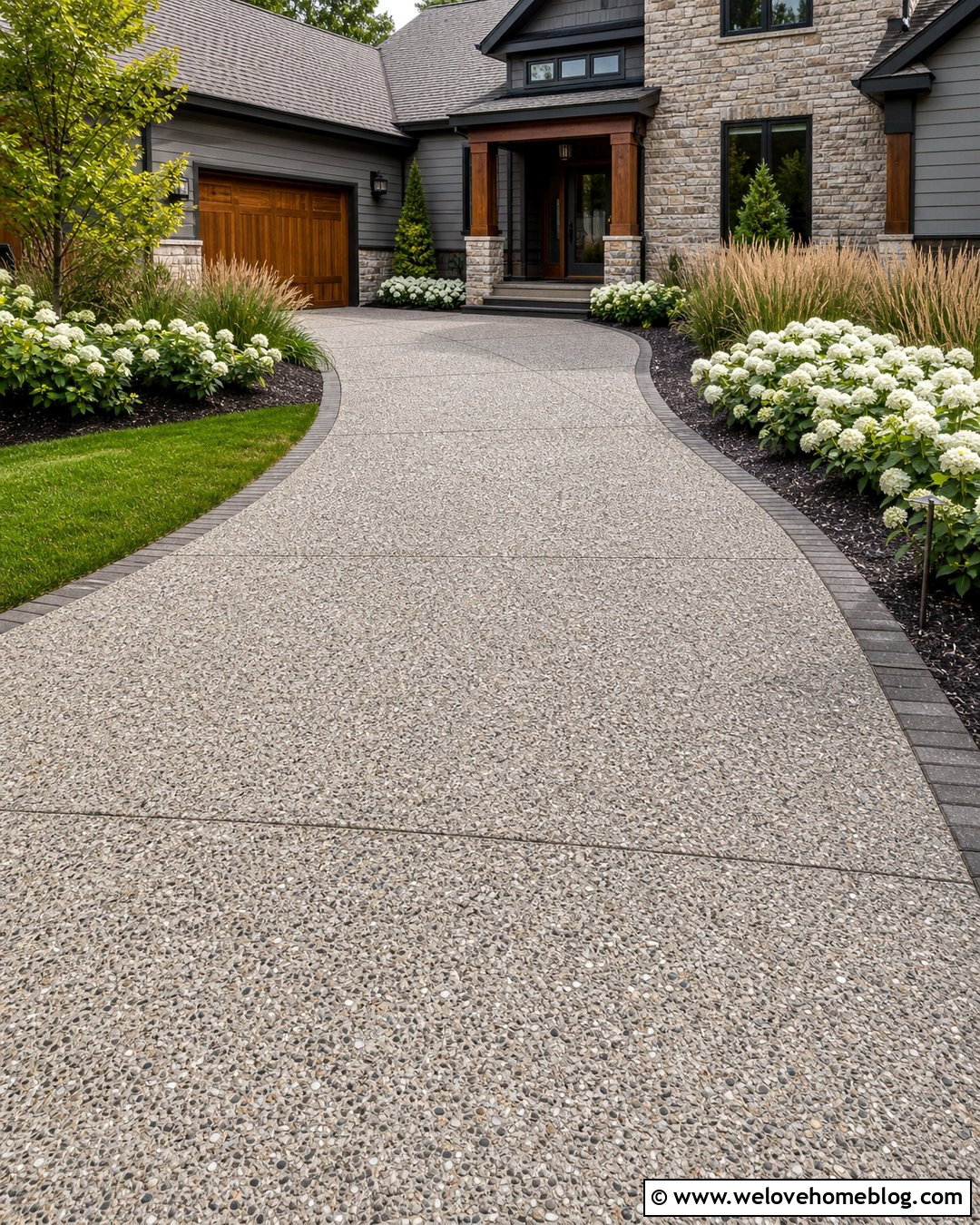 Greige Exposed Aggregate Driveway - 20 exposed aggregate driveway colours ideas