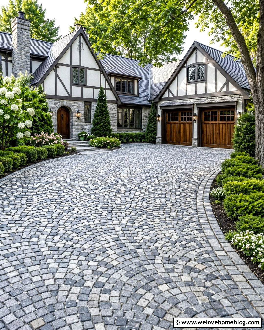 Grey Cobblestone Driveway - 20 Grey Driveway Inspiration Ideas