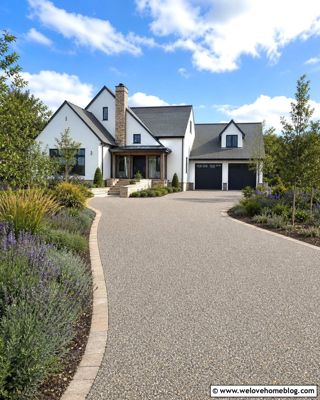 Grey Resin Driveway With Sandstone Border - 20 Grey Resin Driveway Ideas