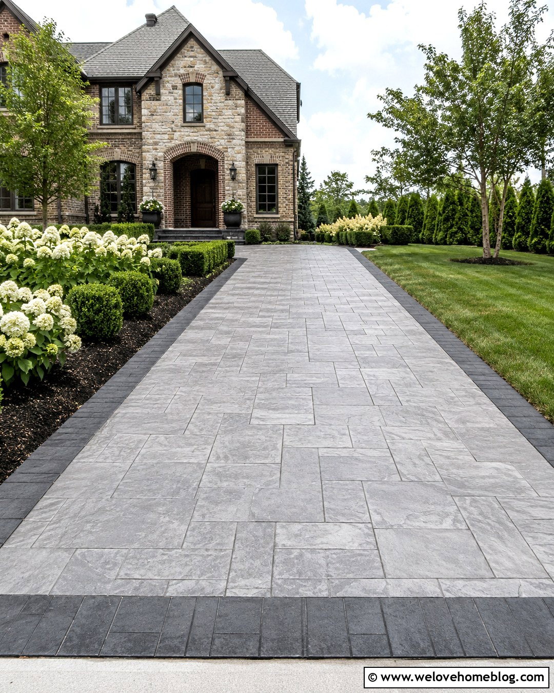 Grey Stamped Concrete Driveway - 20 Grey Driveway Inspiration Ideas