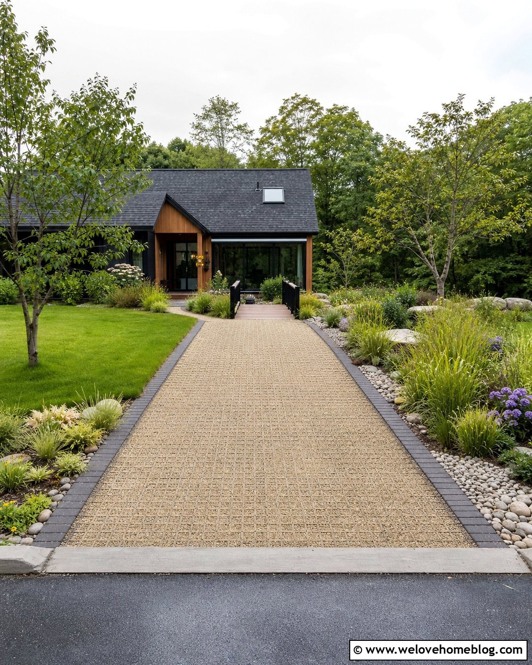 Ground Grid Driveway With Rain Garden - 20 Ground Grid Driveway Ideas