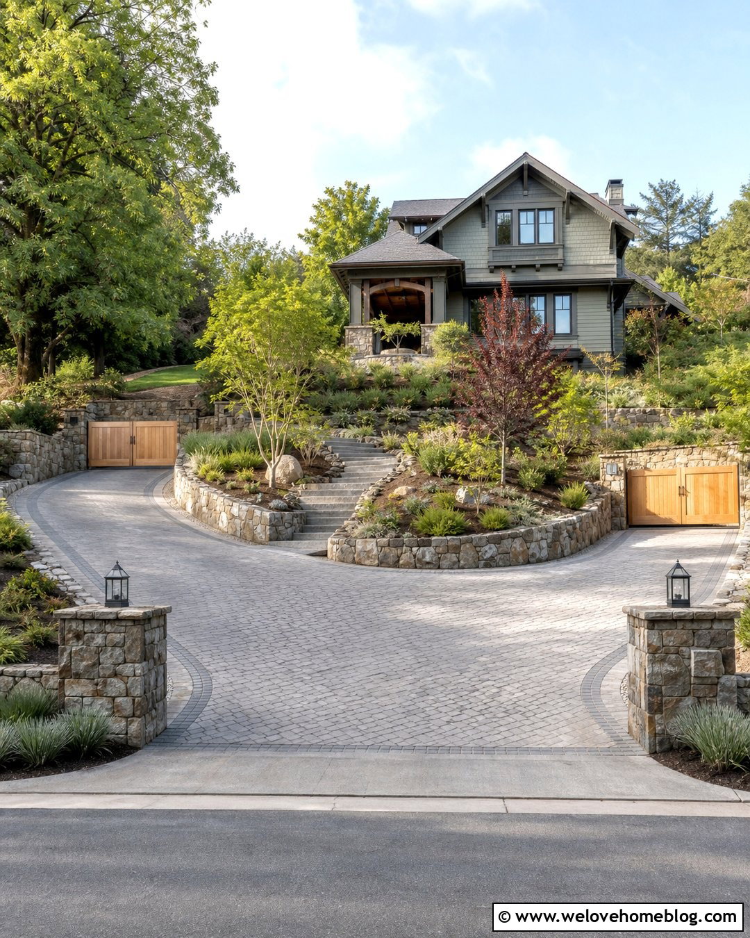 Half Circle Driveway With Curved Retaining Walls - 40 half circle driveway landscaping ideas