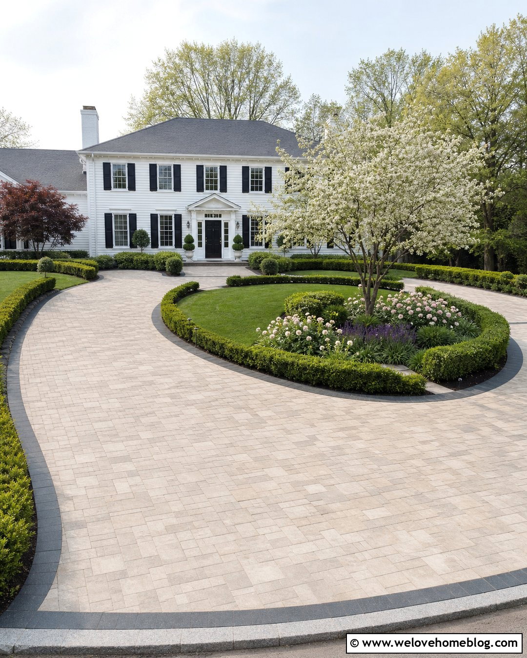 Half Circle Driveway With Low Hedge Borders - 40 half circle driveway landscaping ideas