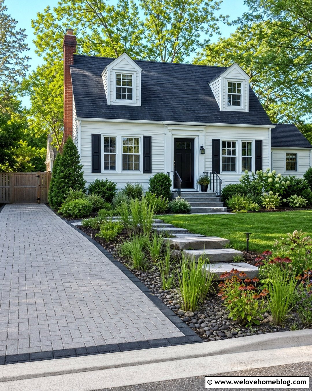 Half Driveway Front Yard With Permeable Pavers - 20 Half Driveway Front Yards Ideas