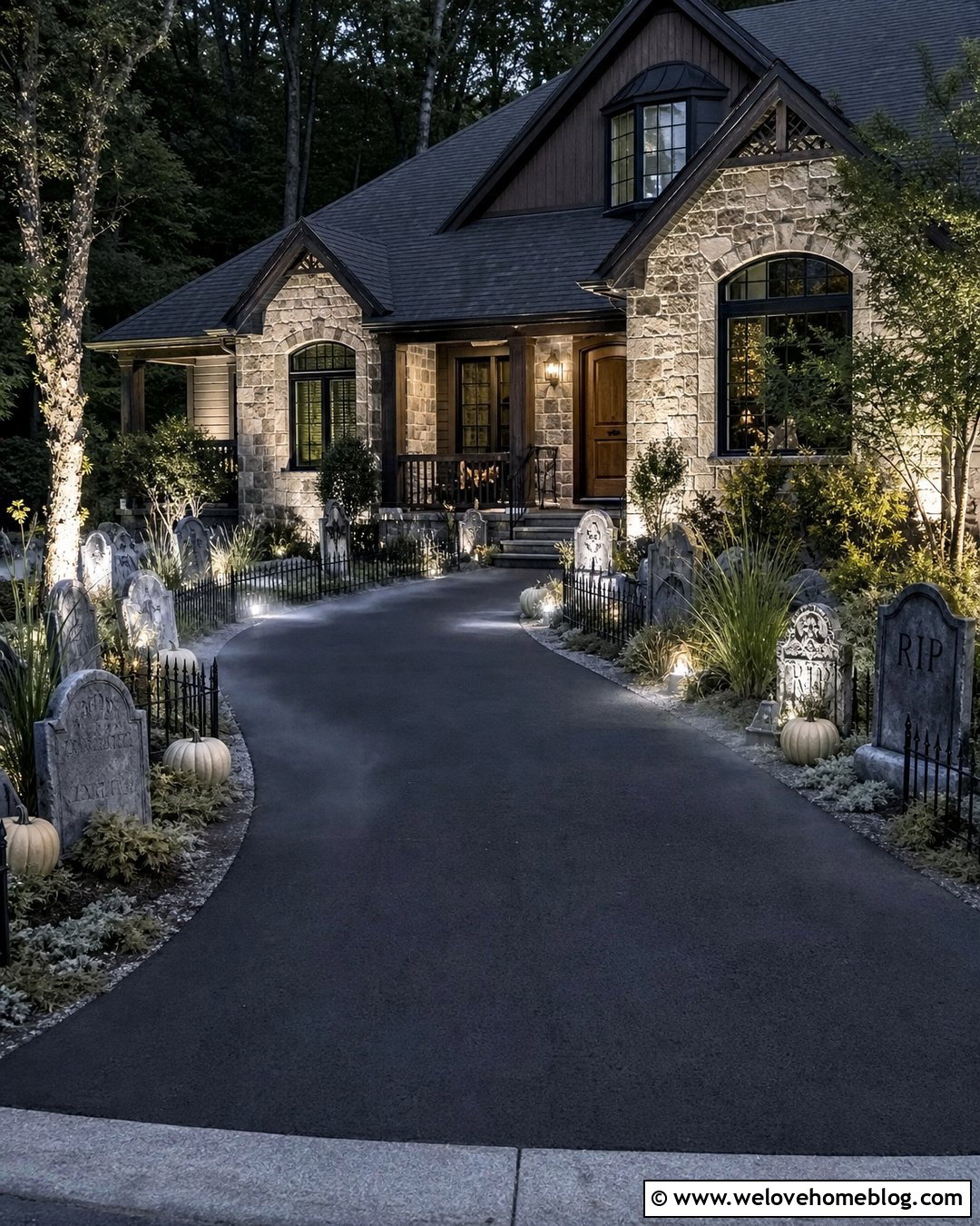 Halloween Driveway With Graveyard Landscaping - 35 Halloween Driveway Ideas