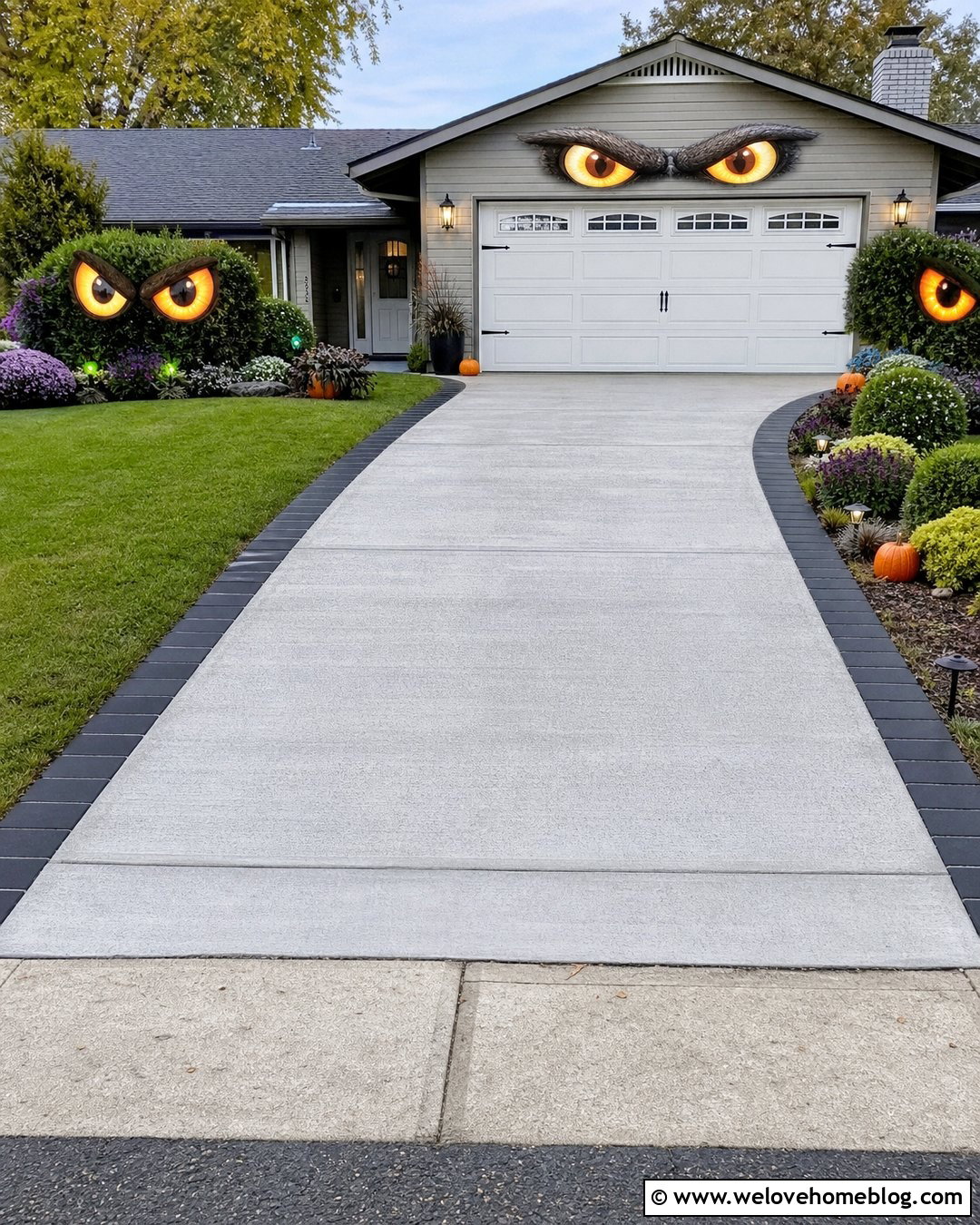 Halloween Driveway With Monster Eyes - 35 Halloween Driveway Ideas