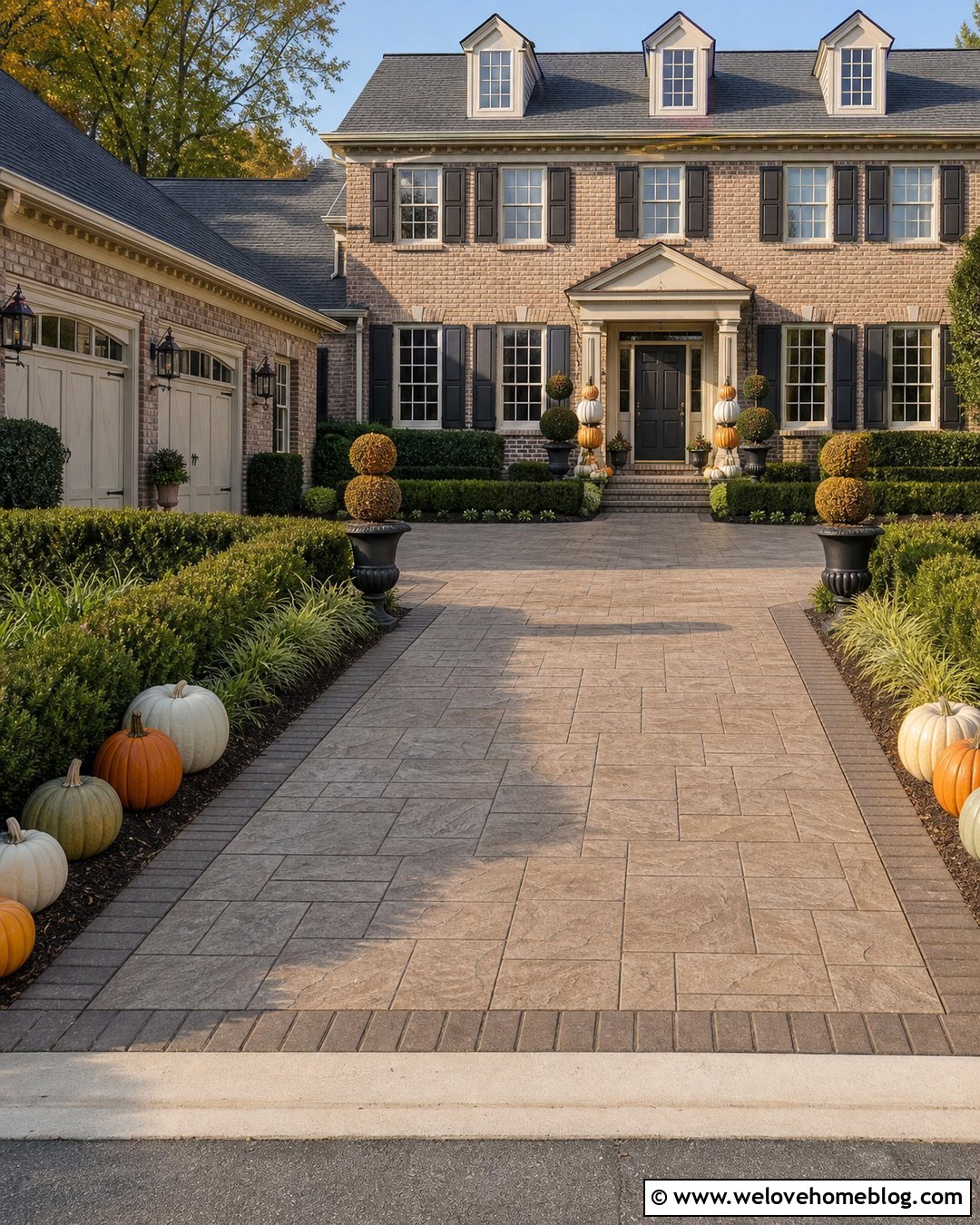 Halloween Driveway With Pumpkin Topiaries - 35 Halloween Driveway Ideas