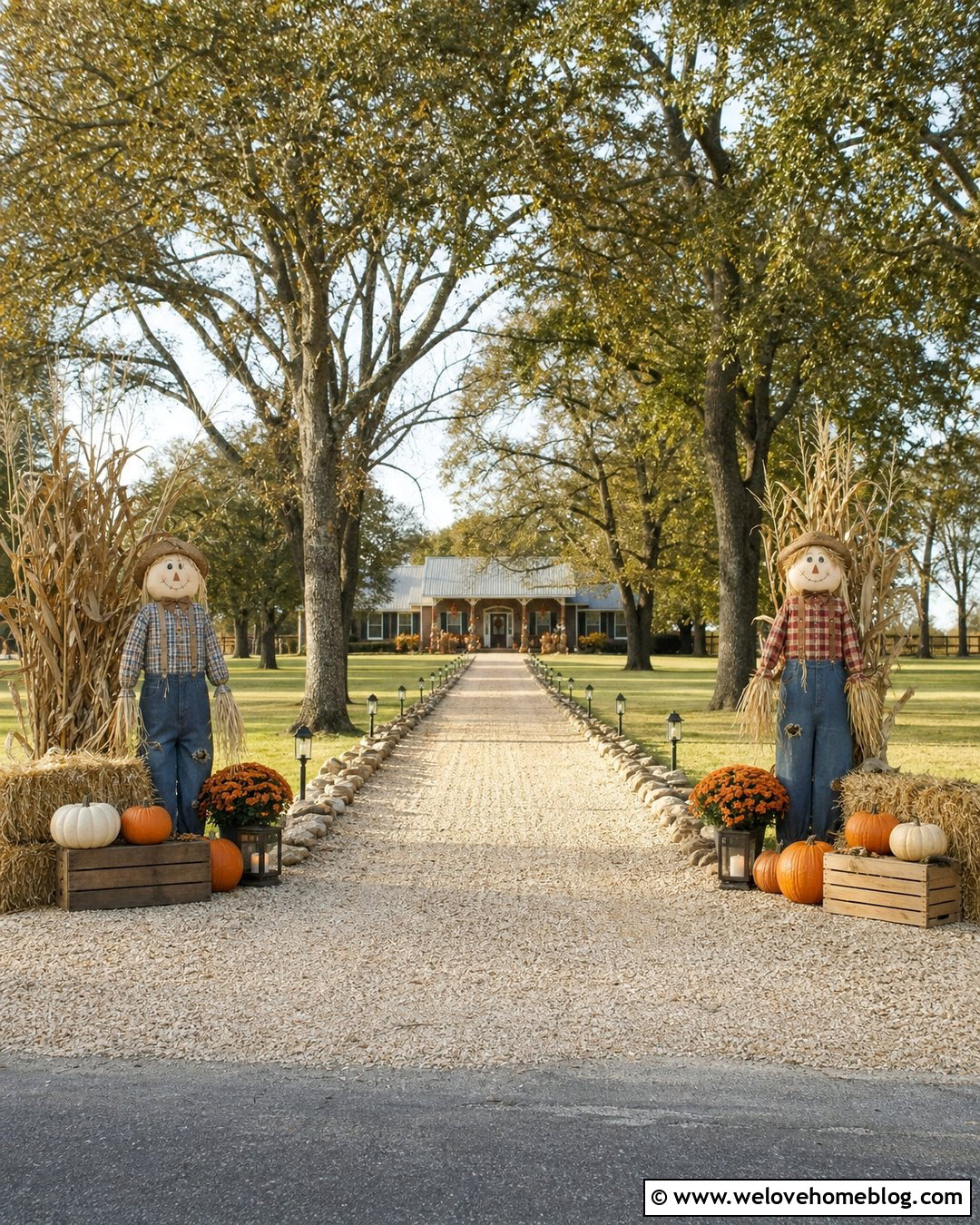 Halloween Driveway With Scarecrow Decorations - 35 Halloween Driveway Ideas