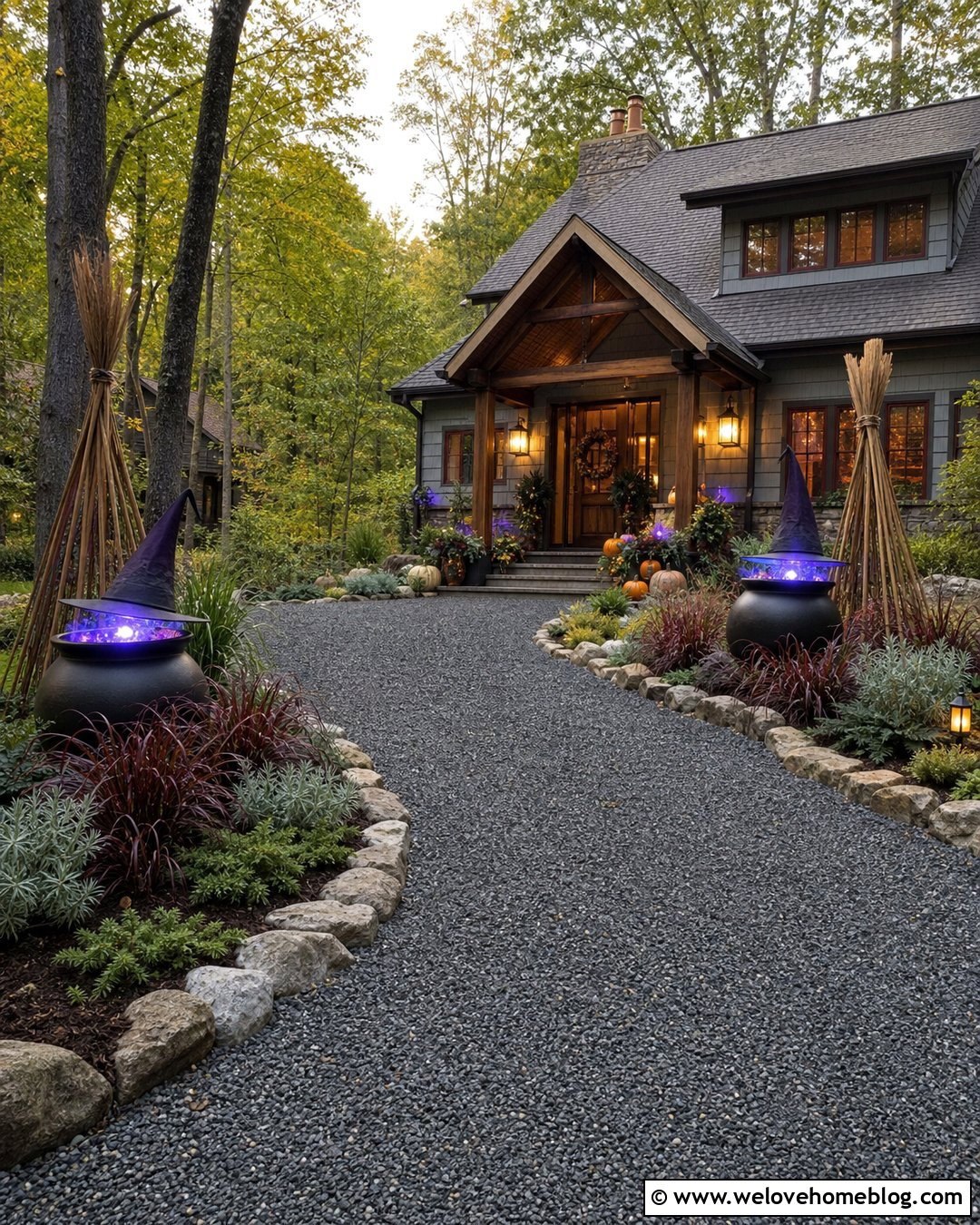Halloween Driveway With Witch Decorations - 35 Halloween Driveway Ideas