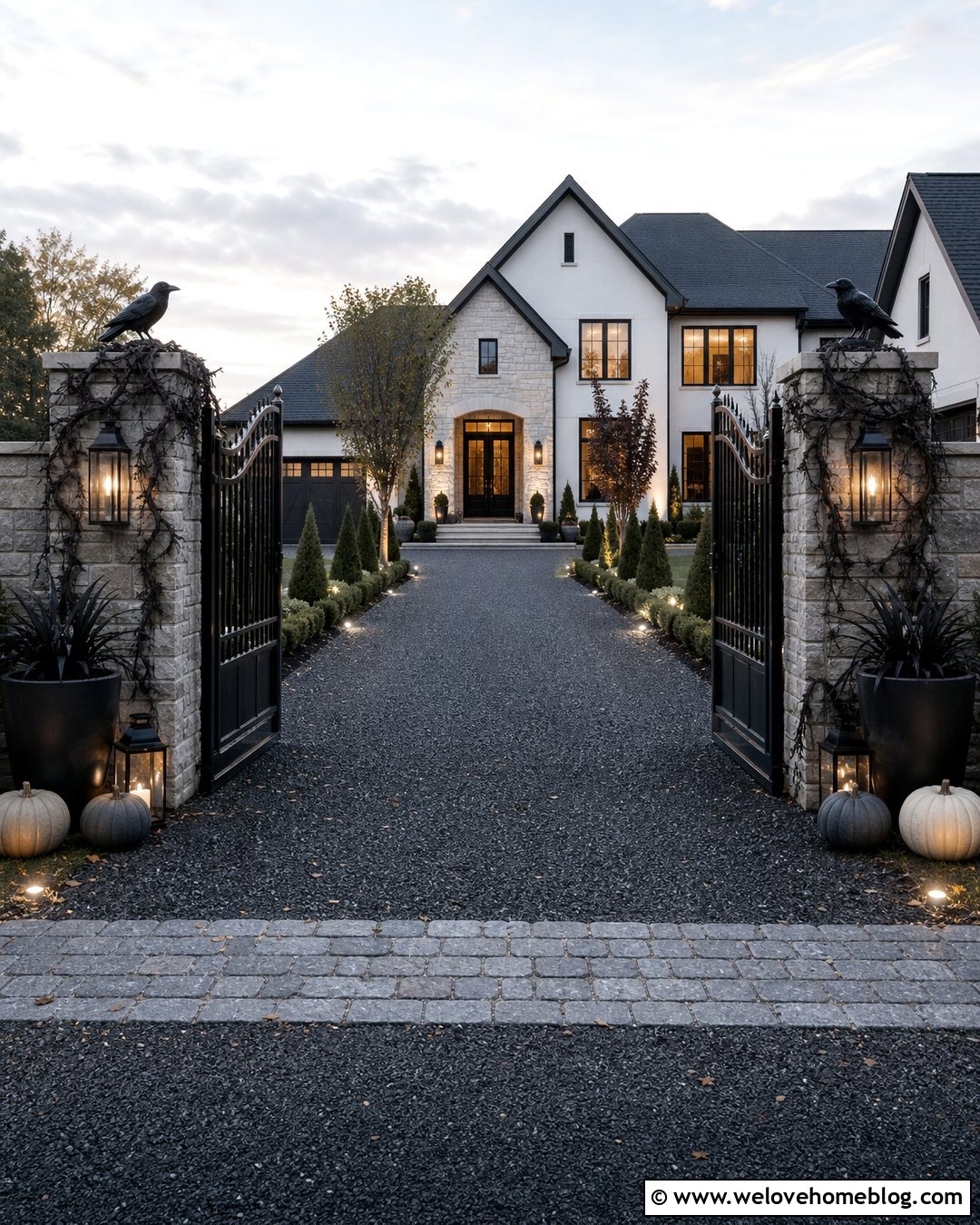 Halloween Driveway With a Haunted Gate - 35 Halloween Driveway Ideas