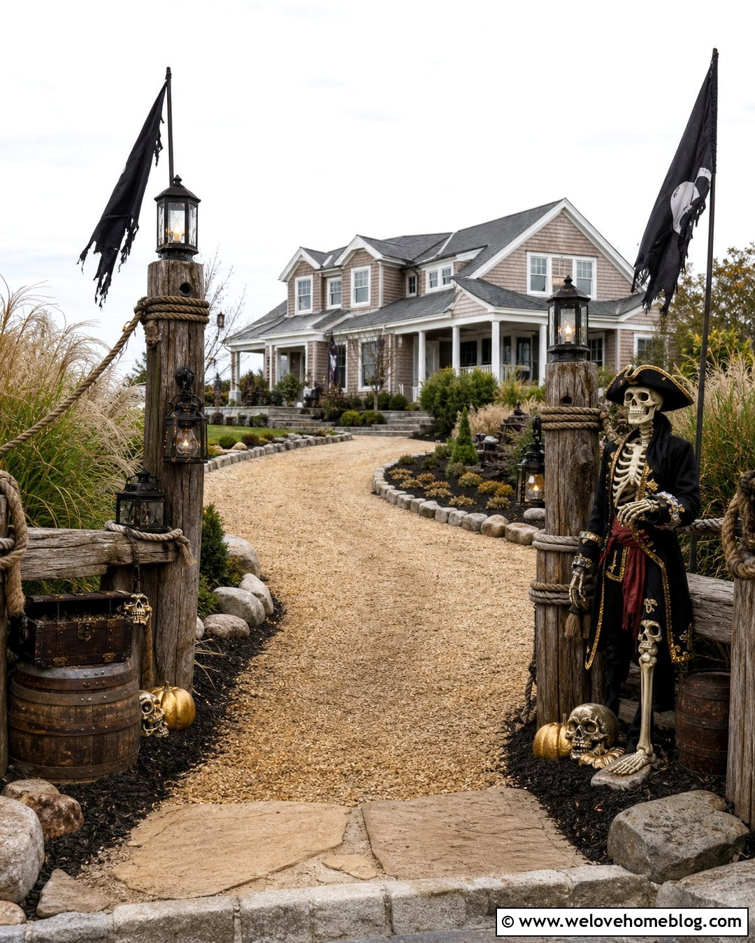 Halloween Driveway With a Pirate Entrance - 35 Halloween Driveway Ideas