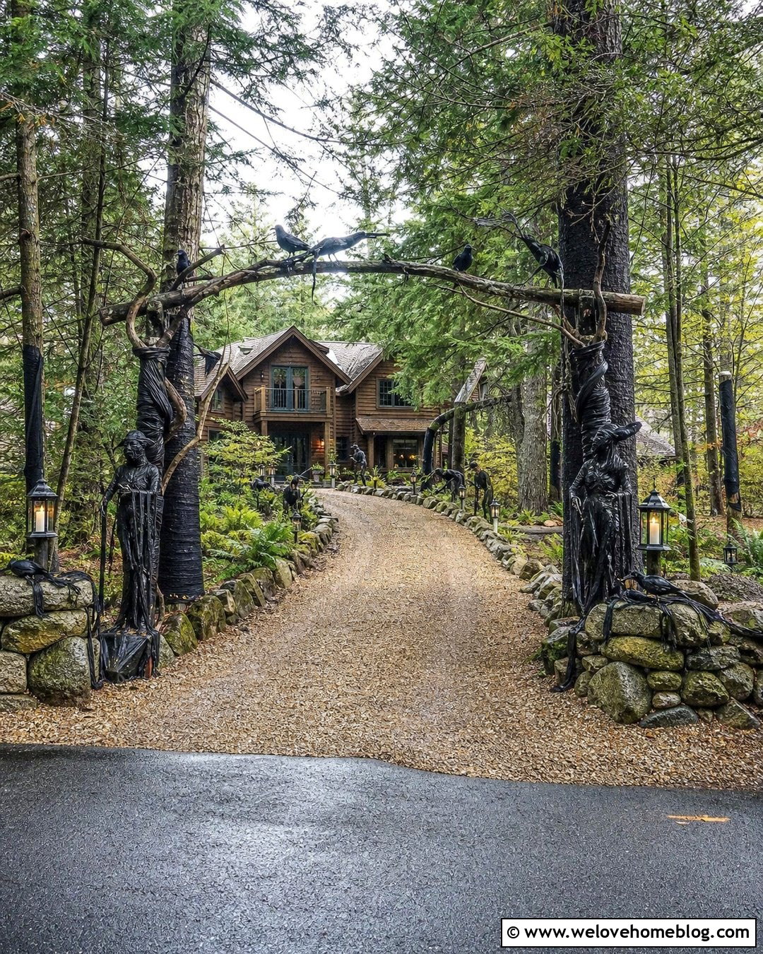 Halloween Driveway With a Spooky Forest - 35 Halloween Driveway Ideas