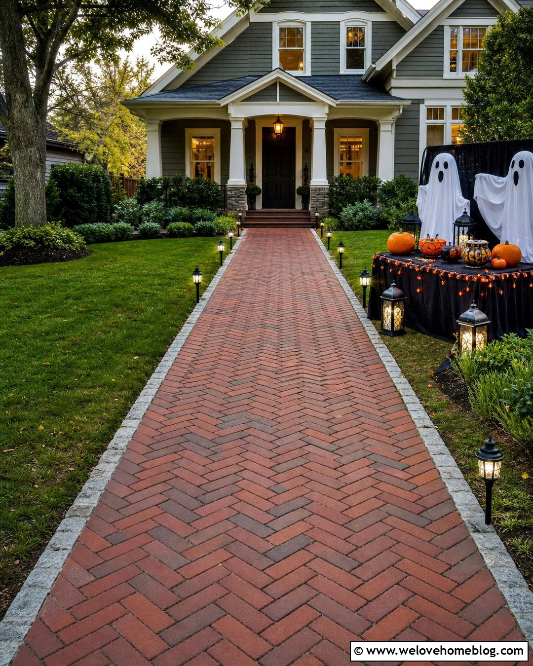 Halloween Driveway With a Trick or Treat Station - 35 Halloween Driveway Ideas