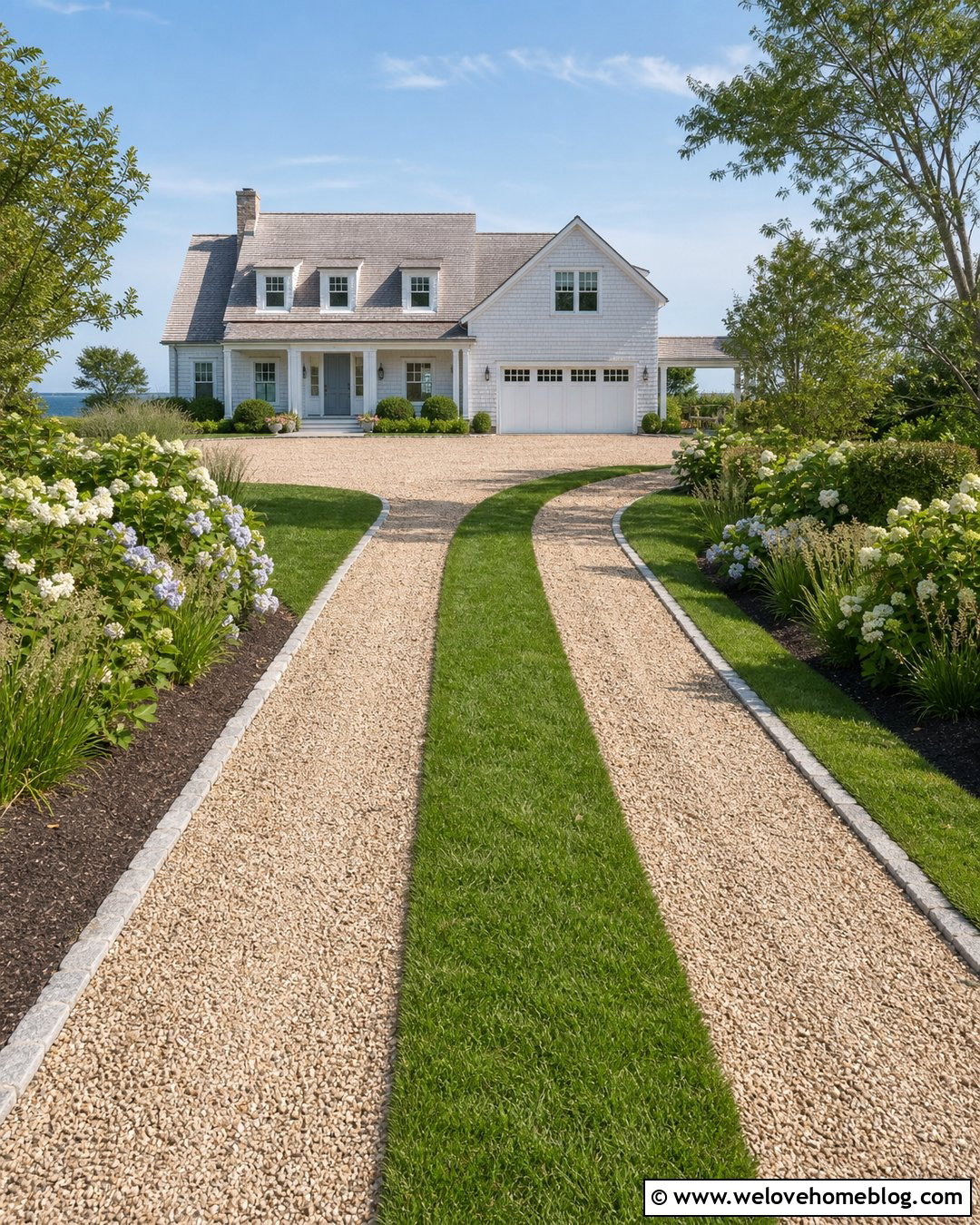 Hamptons Driveway With Grass Center Strip - 25 hamptons driveway ideas