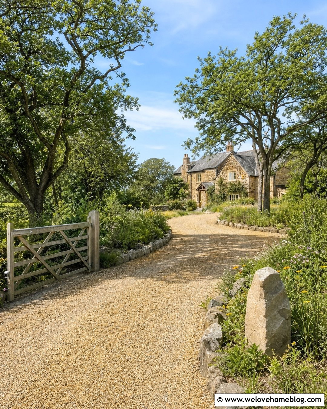 Hawthorn Trees Beside A Country Driveway - 30 driveway trees ideas