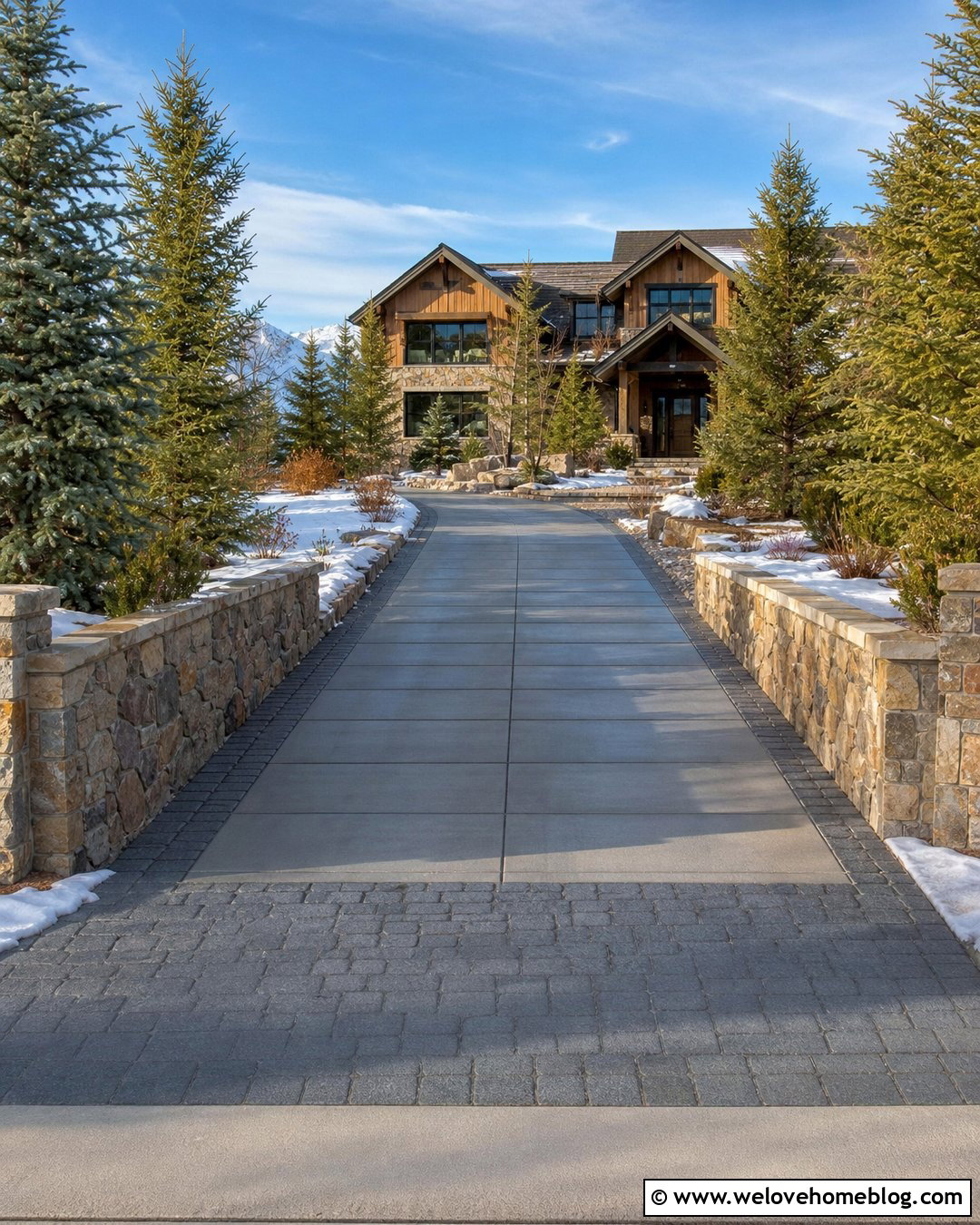 Heated Concrete Driveway With Simple Scoring - 25 Driveway Concrete Ideas