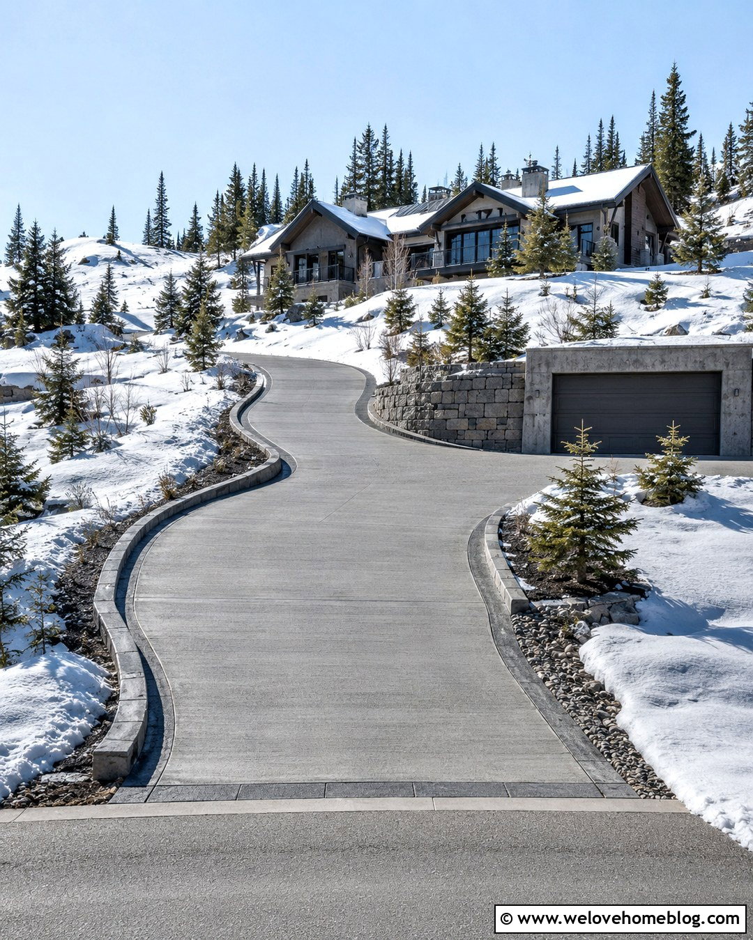 Heated Concrete Hillside Driveway - 20 Hillside Driveway Ideas